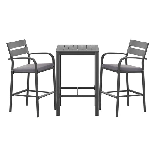 Gardeon 3Pcs Outdoor Bar Set Aluminium Patio Bistro Dining Table Stools