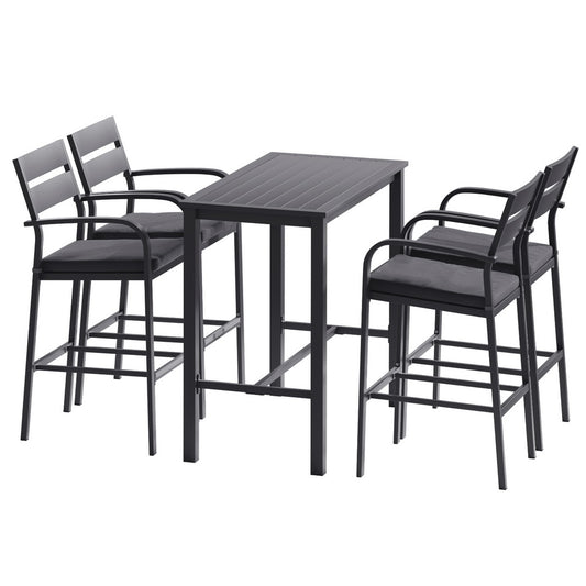 Gardeon 5 Piece Outdoor Bar Set Aluminium Table Dining Chairs Stools