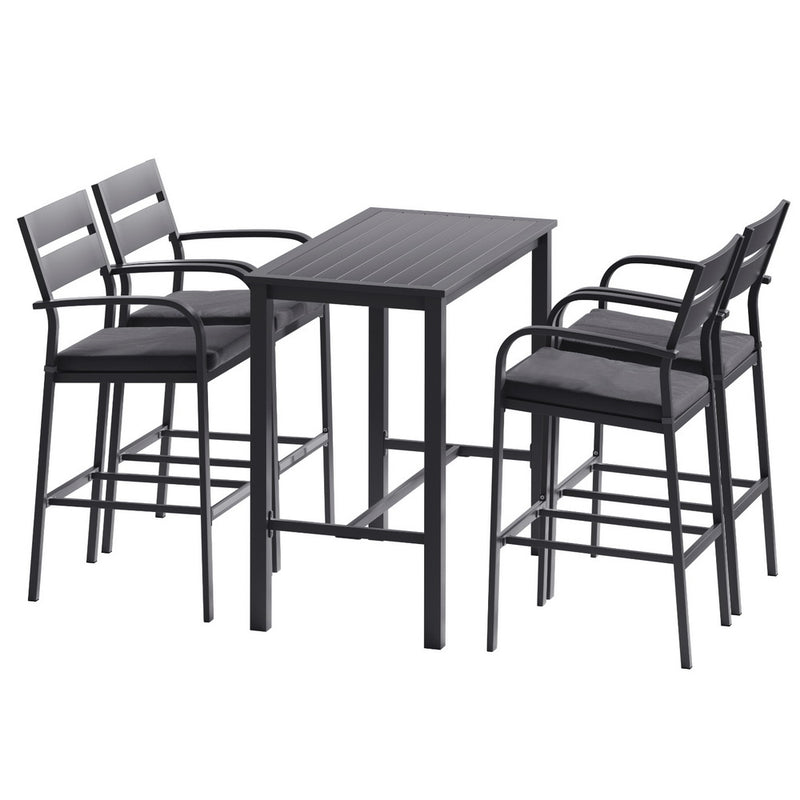 Gardeon 5 Piece Outdoor Bar Set Aluminium Table Dining Chairs Stools