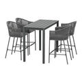 Gardeon 5pc Outdoor Bar Set Rope Chairs Patio Bistro Dining Table