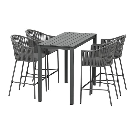 Gardeon 5pc Outdoor Bar Set Rope Chairs Patio Bistro Dining Table
