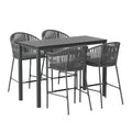 Gardeon 5pc Outdoor Bar Set Rope Chairs Patio Bistro Dining Table