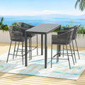 Gardeon 5pc Outdoor Bar Set Rope Chairs Patio Bistro Dining Table