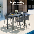 Gardeon 5pc Outdoor Bar Set Rope Chairs Patio Bistro Dining Table