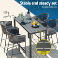 Gardeon 5pc Outdoor Bar Set Rope Chairs Patio Bistro Dining Table
