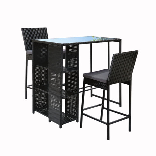 Gardeon 3pc Outdoor Bar Set Wicker Patio Dining Table Stools