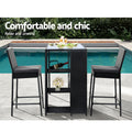 Gardeon 3pc Outdoor Bar Set Wicker Patio Dining Table Stools
