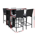 Gardeon 5pc Outdoor Wicker Bar Set Patio Dining Chairs Table