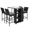 Gardeon 5pc Outdoor Wicker Bar Set Patio Dining Chairs Table