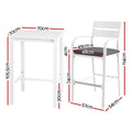 Gardeon Outdoor Bar Set 3-Piece Aluminium Patio Bistro Table Stools
