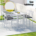Gardeon Outdoor Bar Set 5-Piece Patio Dining Chairs Aluminium Table Stools White