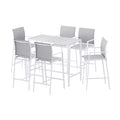 Gardeon 7pc Outdoor Bar Set White Dining Chairs Stools Patio Table