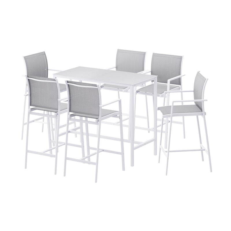 Gardeon 7pc Outdoor Bar Set White Dining Chairs Stools Patio Table