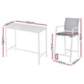 Gardeon 7pc Outdoor Bar Set White Dining Chairs Stools Patio Table
