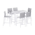 Gardeon 7pc Outdoor Bar Set White Dining Chairs Stools Patio Table