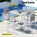Gardeon 7pc Outdoor Bar Set White Dining Chairs Stools Patio Table