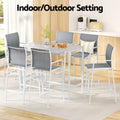 Gardeon 7pc Outdoor Bar Set White Dining Chairs Stools Patio Table