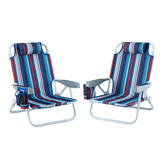 Gardeon Beach Chair Backpack Cooler Blue Fishing Lightweight Storage