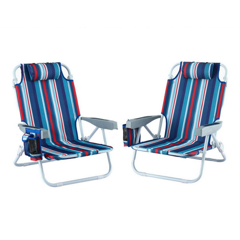 Gardeon Beach Chair Backpack Cooler Blue Fishing Lightweight Storage