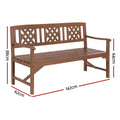 Gardeon 3 Seat Wooden Garden Bench Outdoor Patio Chair Natural