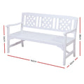Gardeon 3 Seat Wooden Garden Bench Chair Patio Lounge White