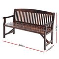 Gardeon 5FT Wooden Garden Bench 3 Seater Charcoal Patio Furniture