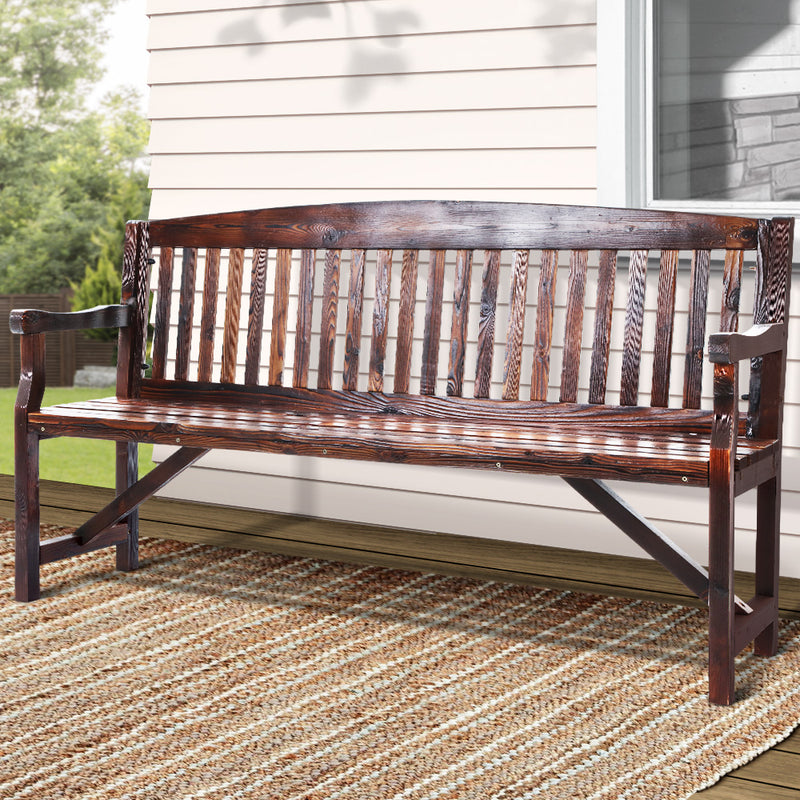 Gardeon 5FT Wooden Garden Bench 3 Seater Charcoal Patio Furniture