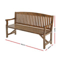 Gardeon 5FT Wooden Garden Bench 3 Seat Patio Chair Natural