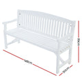 Gardeon 5FT 3 Seater Wooden Garden Bench White Patio Chair