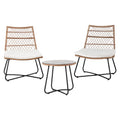 Gardeon 3PC Wicker Bistro Set Brown Outdoor Patio Table Chairs