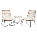 Gardeon 3PC Wicker Bistro Set Brown Outdoor Patio Table Chairs