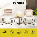 Gardeon 3PC Wicker Bistro Set Brown Outdoor Patio Table Chairs