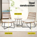 Gardeon 3PC Wicker Bistro Set Brown Outdoor Patio Table Chairs