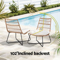 Gardeon 3PC Wicker Bistro Set Brown Outdoor Patio Table Chairs