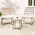 Gardeon 3PC Wicker Bistro Set Brown Outdoor Patio Table Chairs