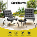 Gardeon 3PC Outdoor Bistro Set Patio Furniture Table Chairs Steel