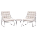 Gardeon 3PC Outdoor Bistro Set Patio Furniture Table and Chairs Steel Dining Chair Khaki