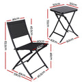 Gardeon Outdoor Bistro Set Folding Table 2 Chairs Steel Black