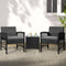 Gardeon 3PC Outdoor Bistro Set Wicker Dining Chairs Table Black