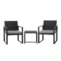 Gardeon 3PC Outdoor Bistro Set Wicker Dining Chairs Table Black