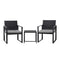 Gardeon 3PC Outdoor Bistro Set Wicker Dining Chairs Table Black