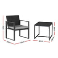Gardeon 3PC Outdoor Bistro Set Wicker Dining Chairs Table Black