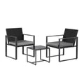Gardeon 3PC Outdoor Bistro Set Wicker Dining Chairs Table Black