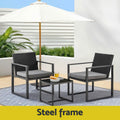 Gardeon 3PC Outdoor Bistro Set Wicker Dining Chairs Table Black