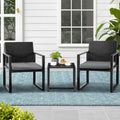 Gardeon 3PC Outdoor Bistro Set Wicker Dining Chairs Table Black