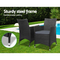 Gardeon 3PC Outdoor Bistro Set Wicker Patio Furniture Black