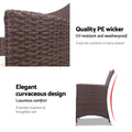 Gardeon 3PC Outdoor Bistro Set Wicker Chairs Table Brown