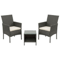 Gardeon 3PC Outdoor Bistro Set Patio Furniture Wicker Setting Chairs Table Cushion Grey