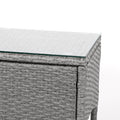 Gardeon 3PC Outdoor Bistro Set Wicker Patio Furniture Grey Cushion