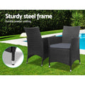 Gardeon 3PC Outdoor Bistro Set Wicker Chairs Table Black